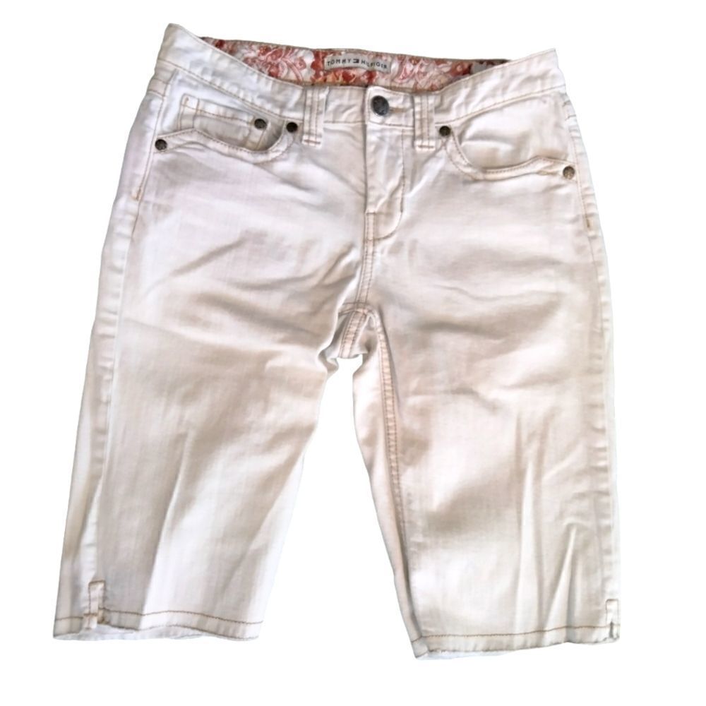 Tommy Hilfiger Knee Length White Jean Shorts Size 6